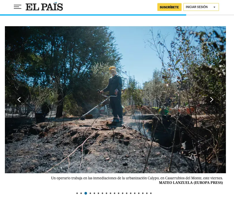 Publicaciones de Mateo Lanzuela: incendio forestal en Guadarrama para El País